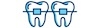 Dental braces icon, orthodontic teeth line icons. Vector flat illustration